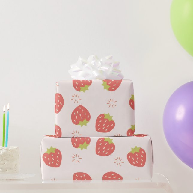 Papel De Regalo Patrón de Fresas Dulces (Regalos de fiesta)