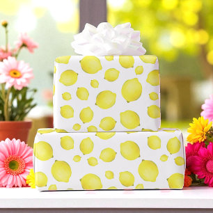 Papel De Regalo Patrón de fruta de limón blanco amarillo