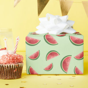 Papel De Regalo Patrón de Fruta de Sandía en Verde