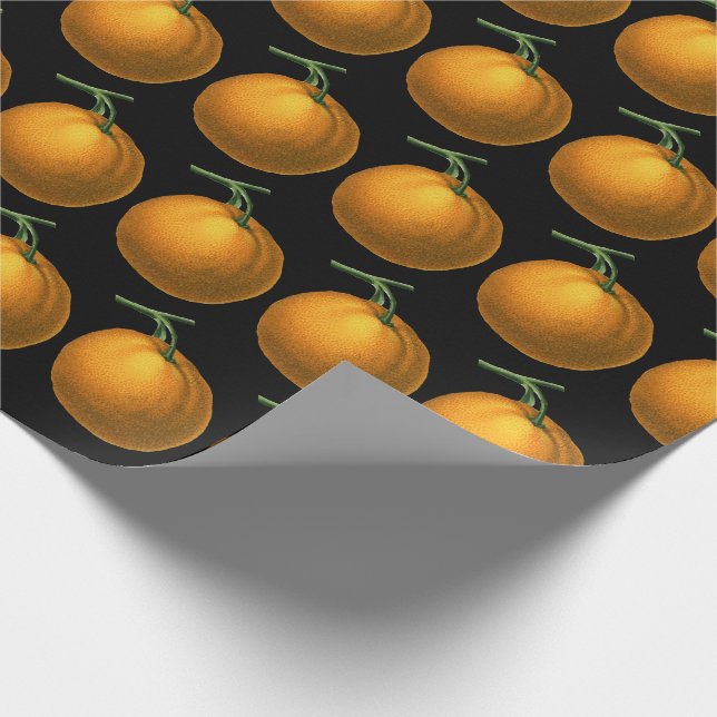 Papel De Regalo Patrón de fruta Naranja botánico de época sobre ne (Esquina)