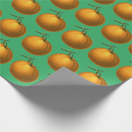 Papel De Regalo Patrón de fruta Naranja botánico de época sobre ve