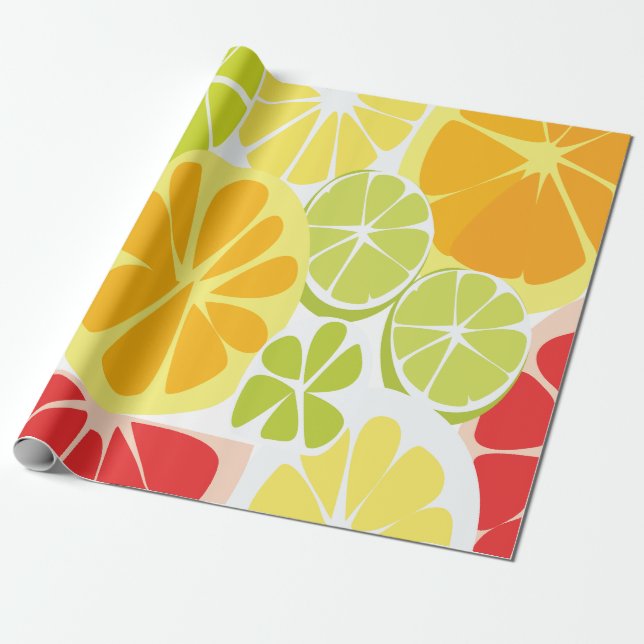 Papel De Regalo Patrón de Frutas Cítricas (Desenrollado)