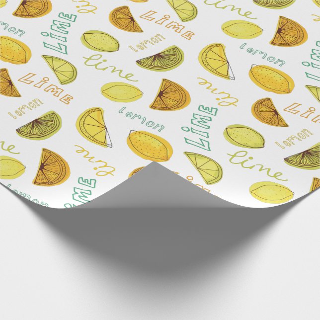 Papel De Regalo Patrón de frutas de Lemon y Lime Zesty (Esquina)
