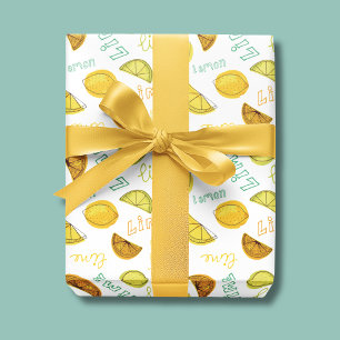Papel De Regalo Patrón de frutas de Lemon y Lime Zesty