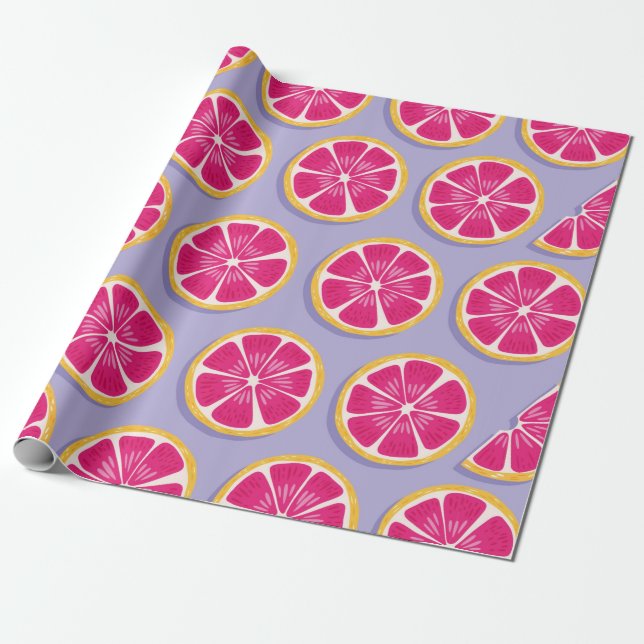 Papel De Regalo Patrón de frutas sin fisuras, rodajas de pomelo co (Desenrollado)