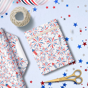 Papel De Regalo Patrón de fuegos artificiales del Día de la Indepe