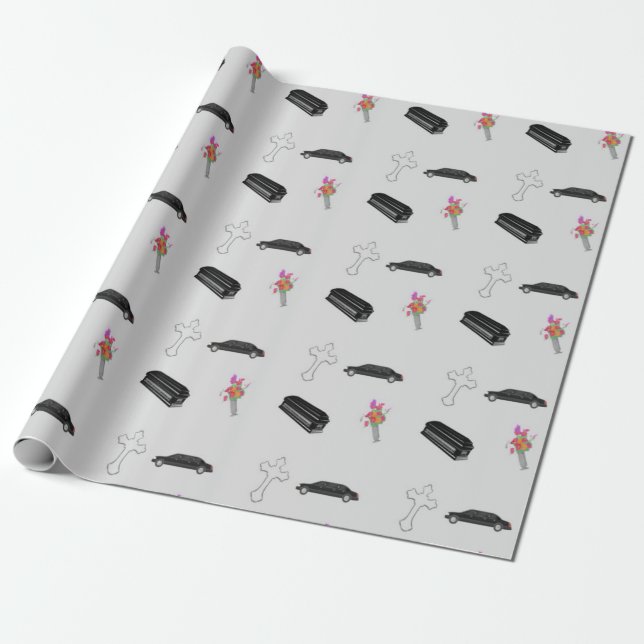 Papel De Regalo Patrón de funeral gris (Desenrollado)