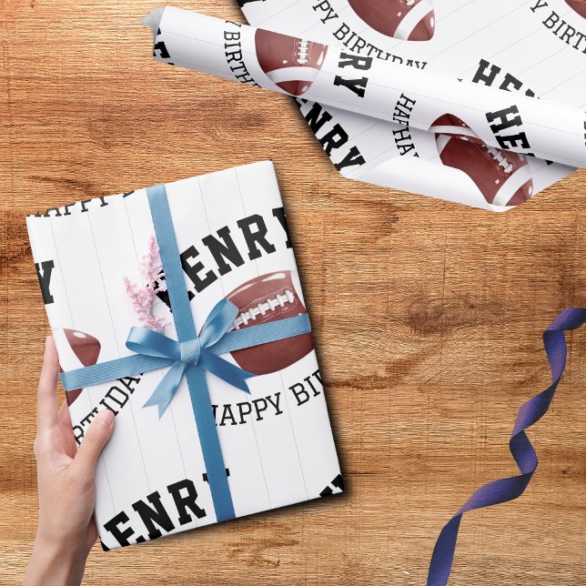 Papel De Regalo Patrón de fútbol americano (Personalized wrapping paper - First year down - Football birthday)