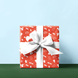 Papel De Regalo Patrón de fútbol rojo blanco