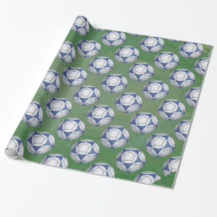 Papel De Regalo Patrón de Futbolín azul y blanco