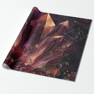 Papel De Regalo Patrón de galaxia floral amatista gótica