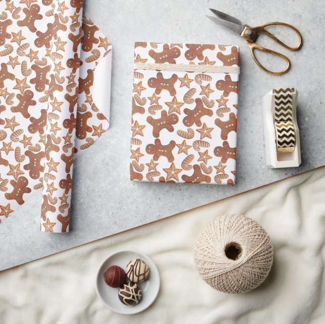 Papel De Regalo Patrón de galleta de jengibre de Navidad (Artesanía)