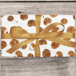 Papel De Regalo Patrón de Galletas de Chocolate con Acuarela