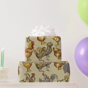 Papel De Regalo Patrón de gallo vintage: Arte de granja