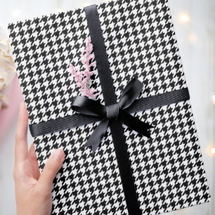 Papel De Regalo Patrón de gallos de moda Cumpleaños blanco y negro