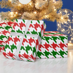 Papel De Regalo Patrón de gallos de Navidades rojos y verdes
