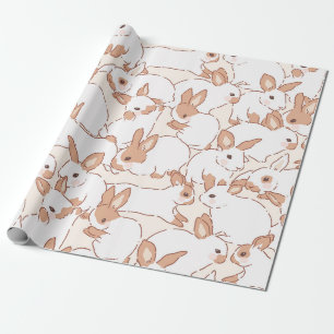 Papel De Regalo Patrón de garabato de conejo dibujado a mano lindo