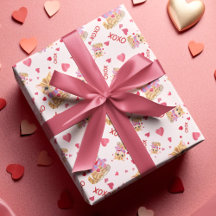 Patrón de gatito de San Valentín con acuarela XOXO