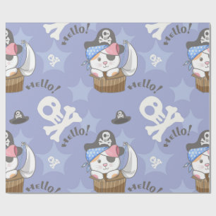 Papel De Regalo Patrón de Gatito Pirata Adorable