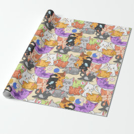 Papel De Regalo Patrón de Gatitos Lindos