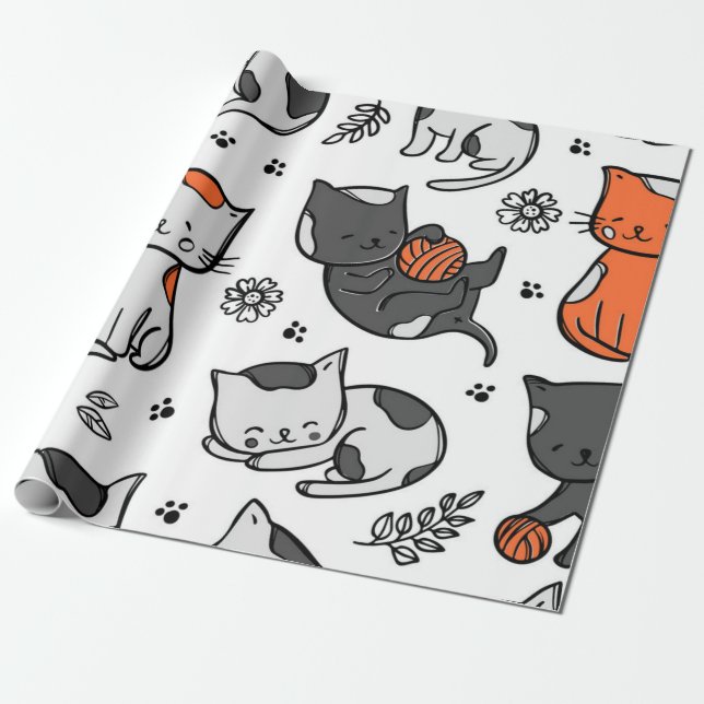 Papel De Regalo Patrón de gato (Desenrollado)