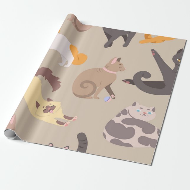 Papel De Regalo Patrón de gato (Desenrollado)