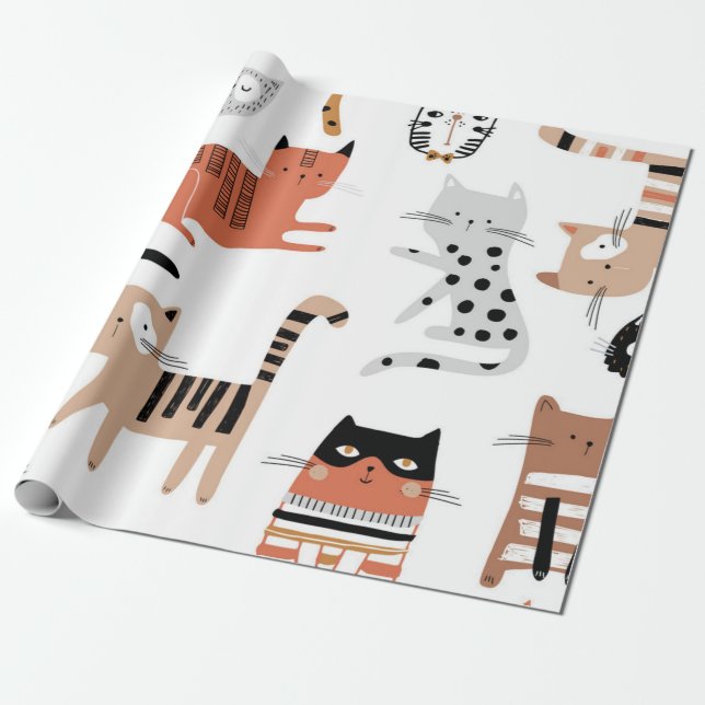 Papel De Regalo Patrón de gato (Desenrollado)