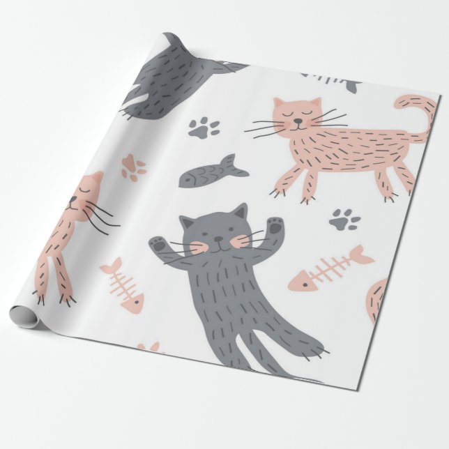 Papel De Regalo Patrón de gato (Desenrollado)
