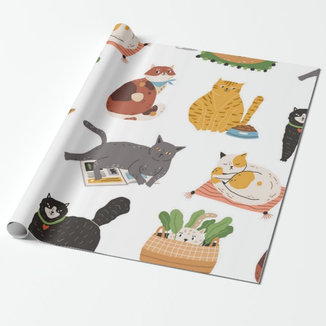 Papel De Regalo Patrón de gato (Desenrollado)