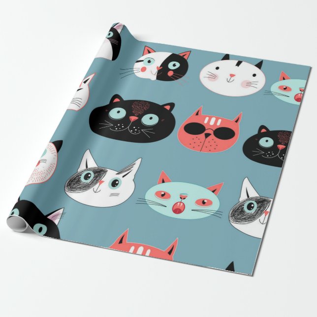 Papel De Regalo Patrón de gato (Desenrollado)