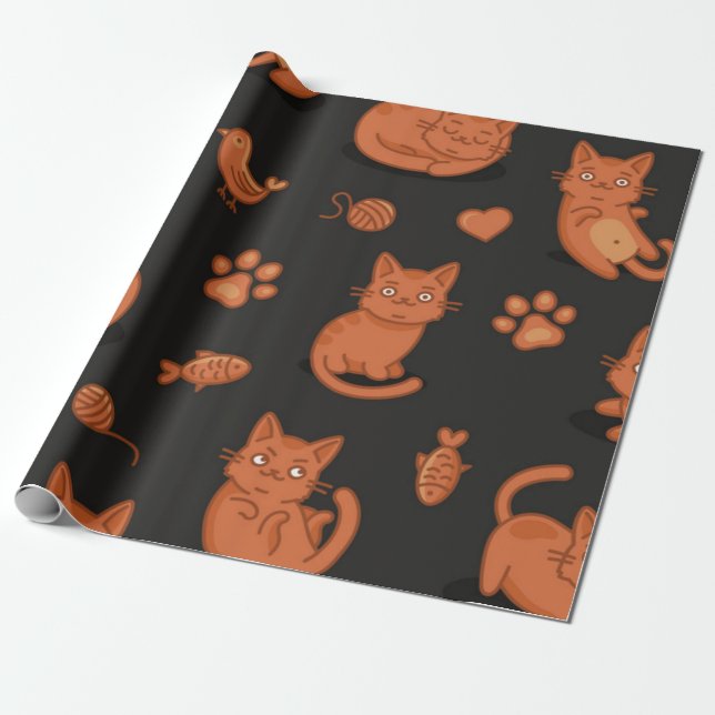 Papel De Regalo Patrón de gato (Desenrollado)