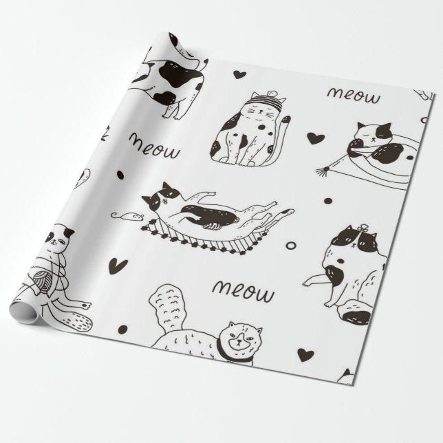 Papel De Regalo Patrón de gato (Desenrollado)