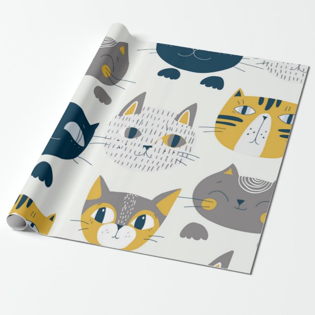 Papel De Regalo Patrón de gato (Desenrollado)