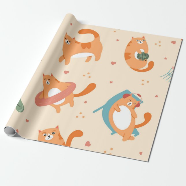 Papel De Regalo Patrón de gato (Desenrollado)