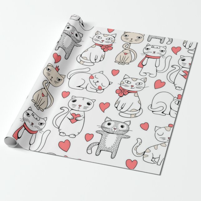 Papel De Regalo Patrón de gato (Desenrollado)