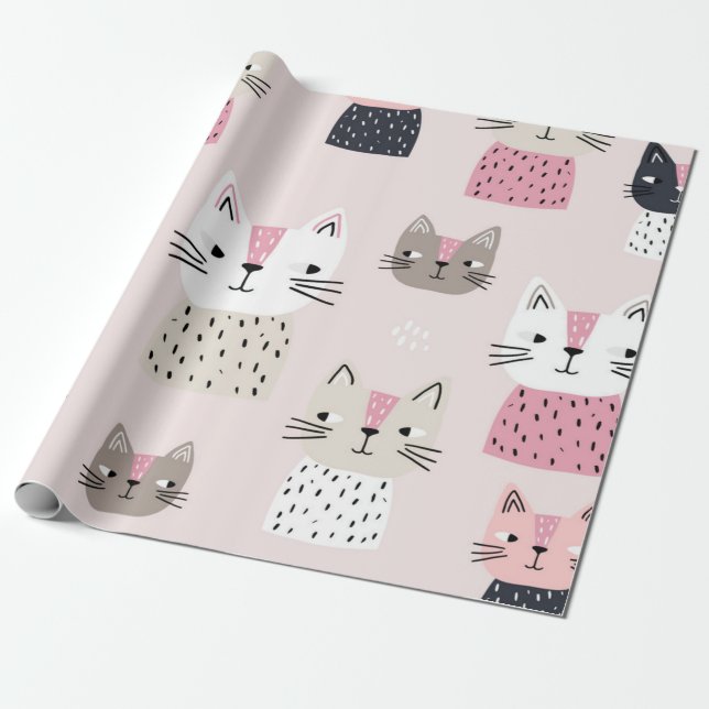 Papel De Regalo Patrón de gato (Desenrollado)
