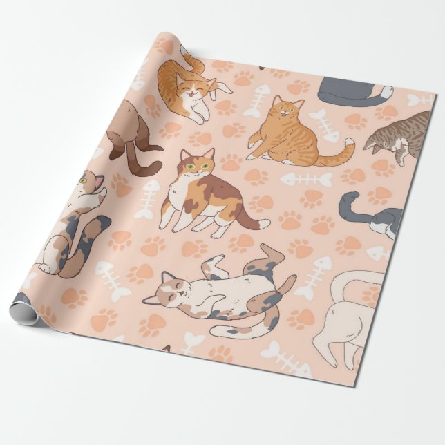 Papel De Regalo Patrón de gato (Desenrollado)