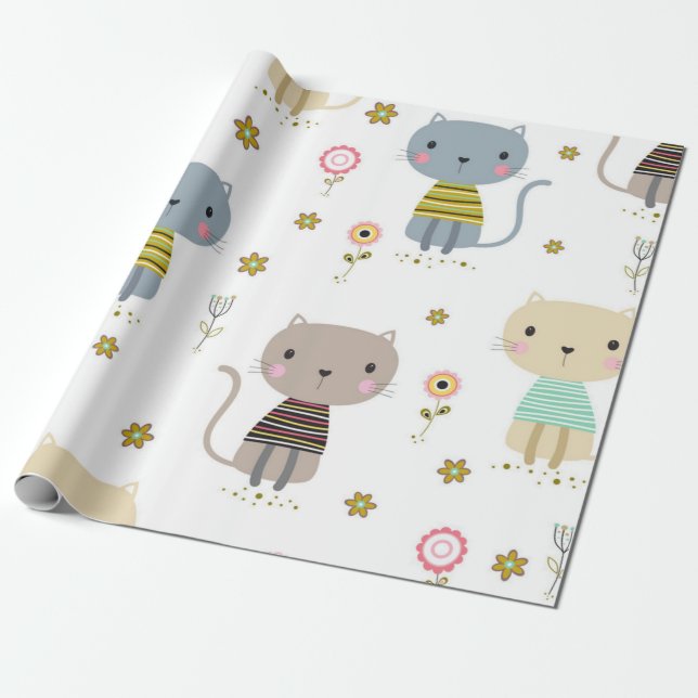 Papel De Regalo Patrón de gato (Desenrollado)