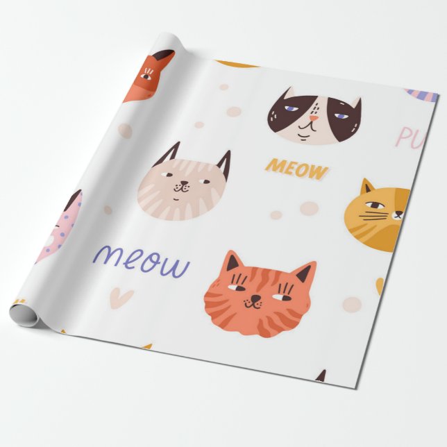 Papel De Regalo Patrón de gato (Desenrollado)