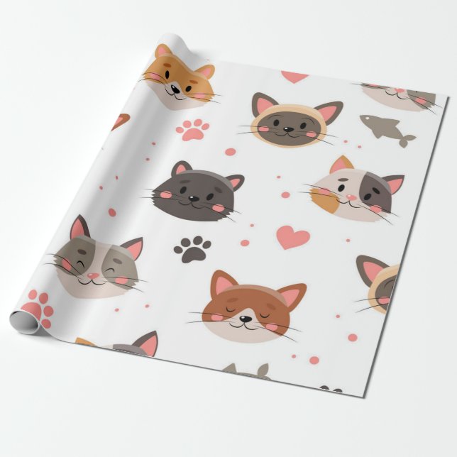 Papel De Regalo Patrón de gato (Desenrollado)