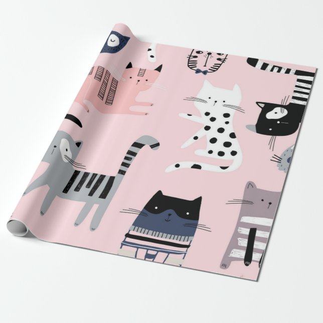 Papel De Regalo Patrón de gato (Desenrollado)