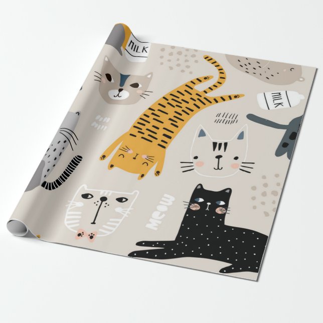 Papel De Regalo Patrón de gato (Desenrollado)