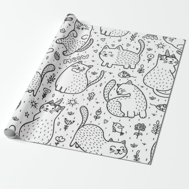 Papel De Regalo Patrón de gato (Desenrollado)
