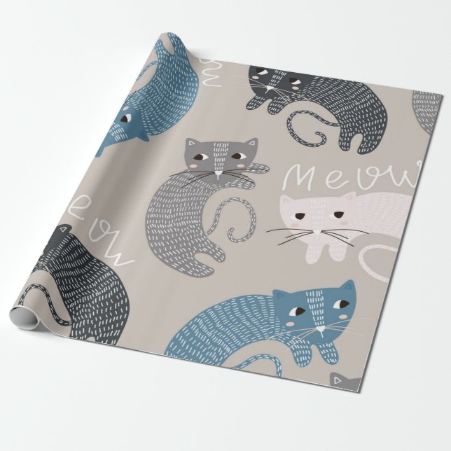 Papel De Regalo Patrón de gato (Desenrollado)