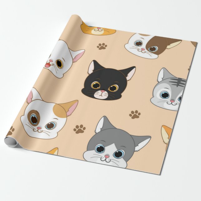 Papel De Regalo Patrón de gato (Desenrollado)