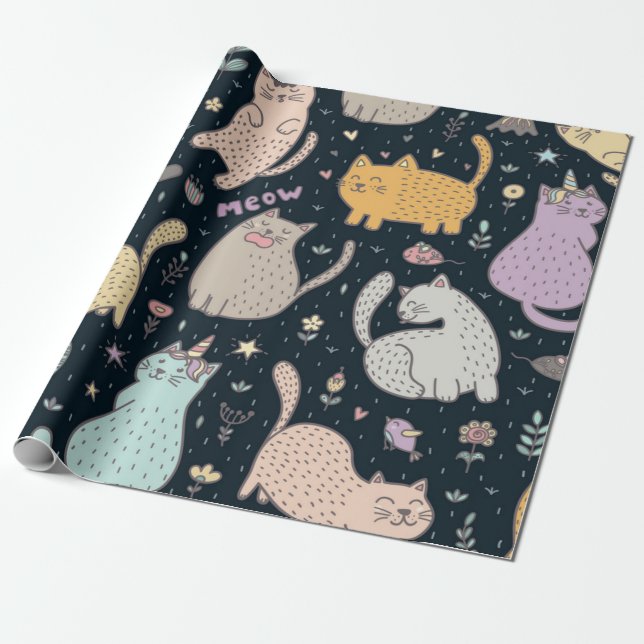 Papel De Regalo Patrón de gato (Desenrollado)