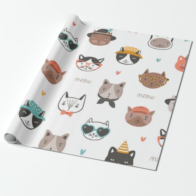 Papel De Regalo Patrón de gato (Desenrollado)