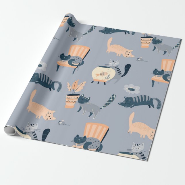 Papel De Regalo Patrón de gato (Desenrollado)
