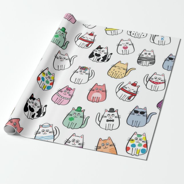 Papel De Regalo Patrón de gato (Desenrollado)