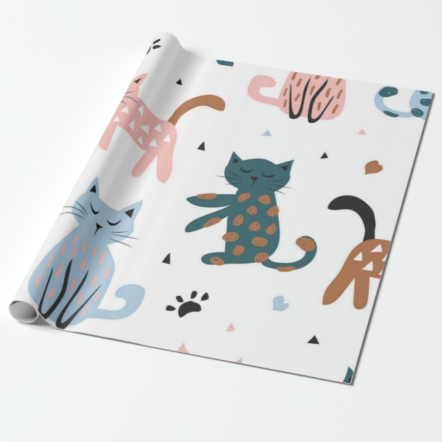 Papel De Regalo Patrón de gato (Desenrollado)